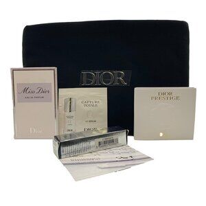 DIOR 5 Piece Gift Set 3D Primer, Serums & Miss Dior EDP with Black Makeup Bag